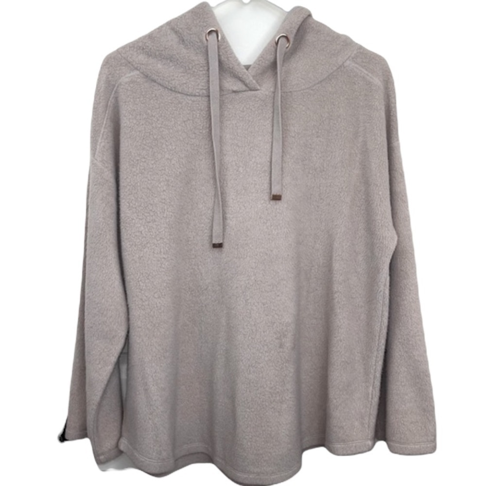 Soft Surroundings Tan Hooded Teddy Pullover Top M